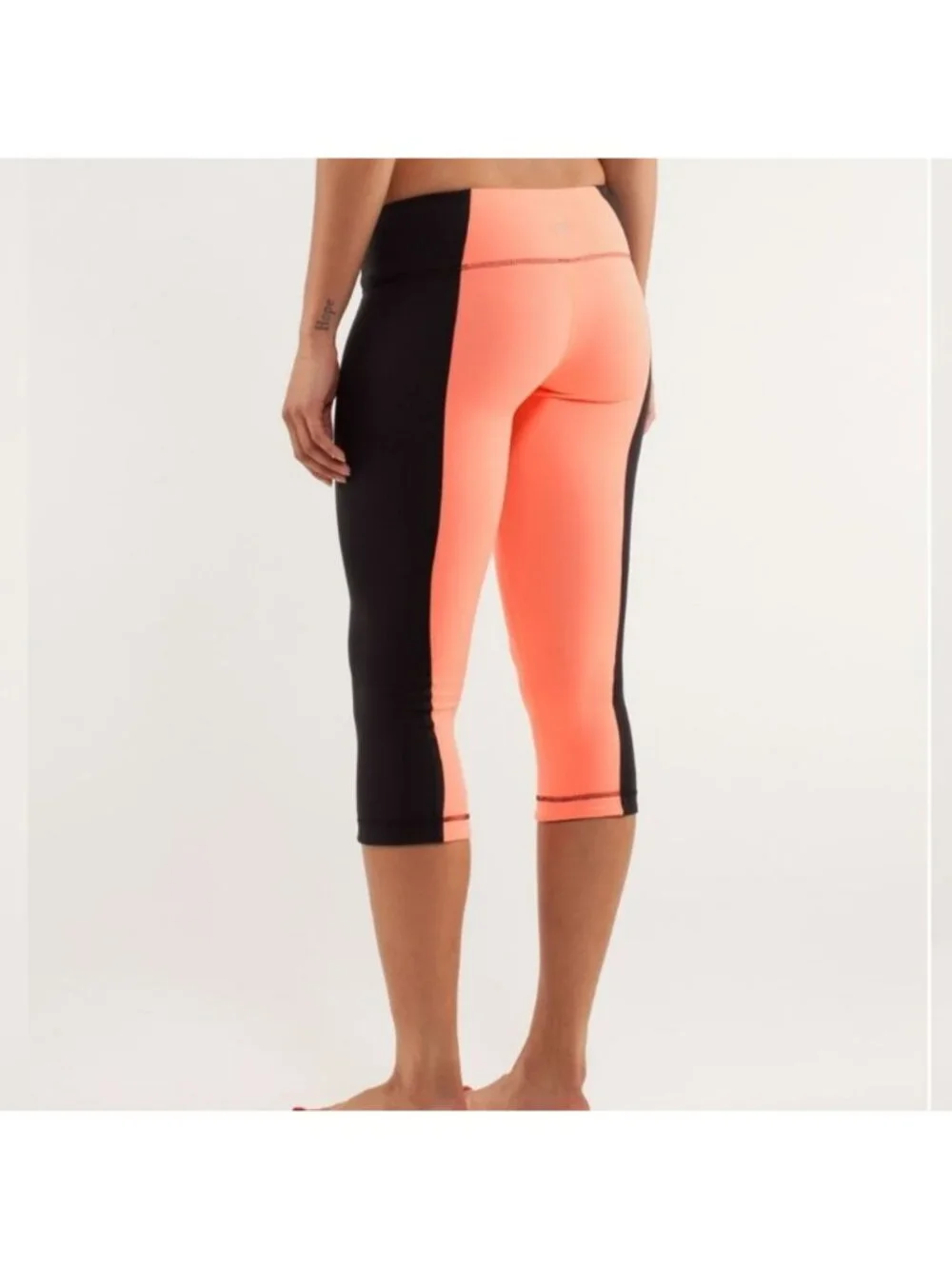 Lululemon Wunder Under Crop *Bonded Stripe Black / Pop Orange / Black